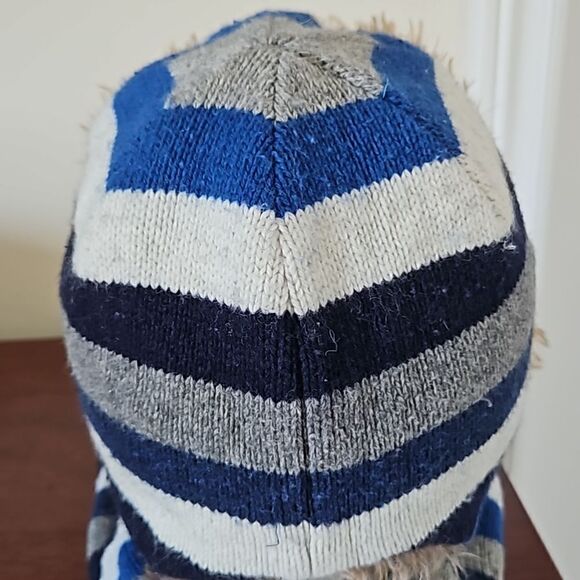 Gap Boy's Winter Trapper Hat With Faux Fur Trim & Scarf One Size Small Blue/Gray - Picture 4 of 16